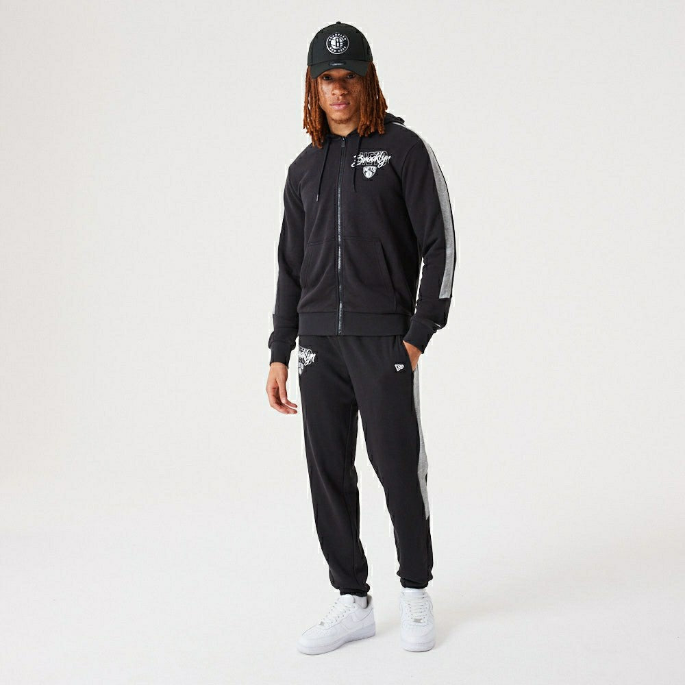 Brooklyn Nets Script New Era NBA Full-Zip Hoodie Black - Taass US