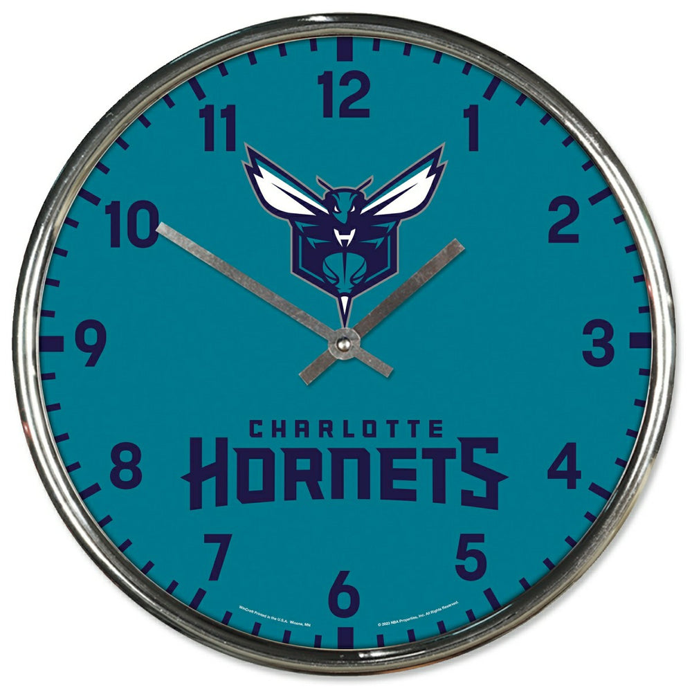 Charlotte Hornets Chrome NBA Team Design Wall Clock - Taass US
