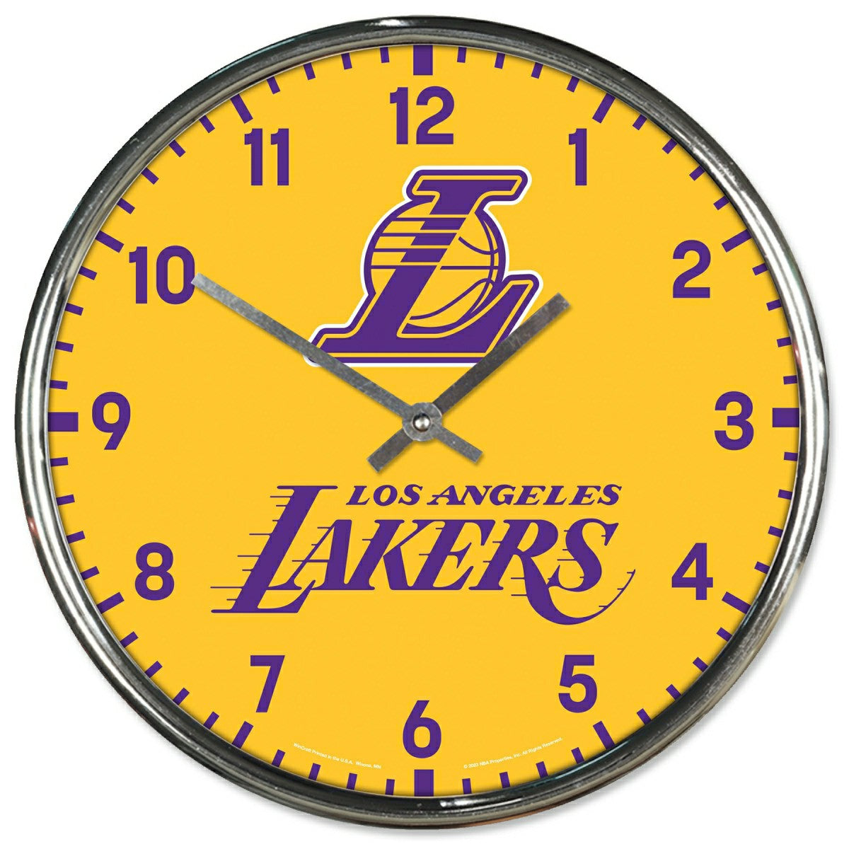 Los Angeles Lakers Chrome NBA Team Design Wall Clock - Taass discount