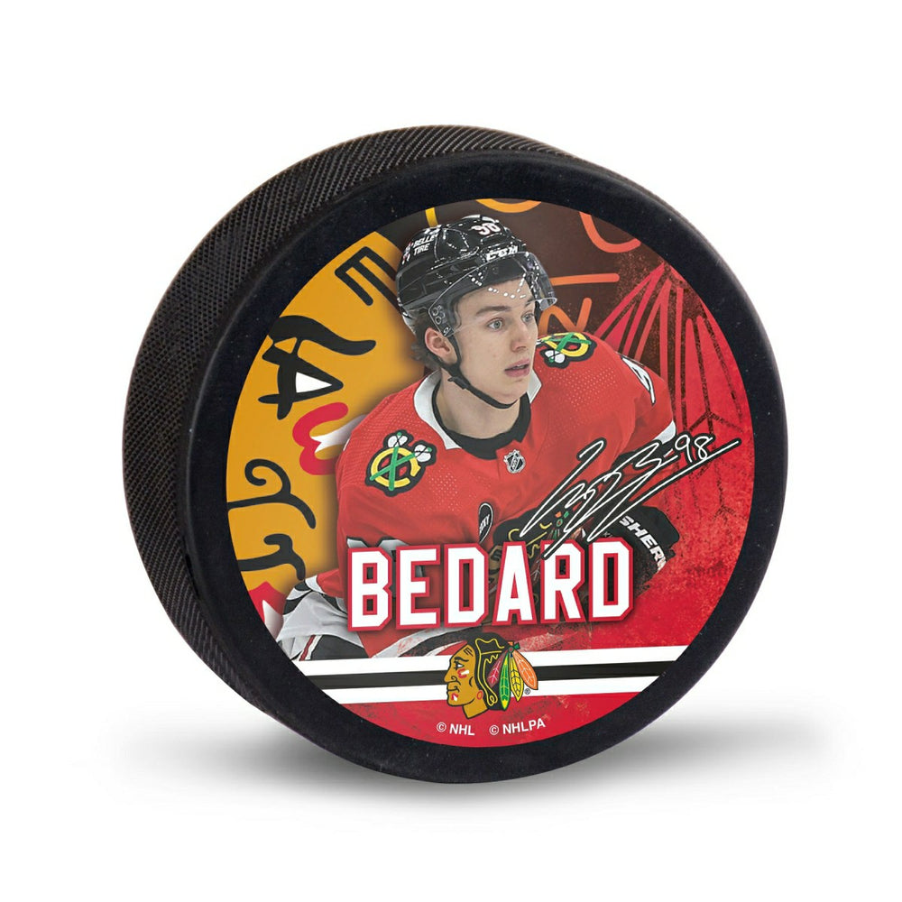 Connor Bedard Chicago Blackhawks NHL Player Puck - Taass sale