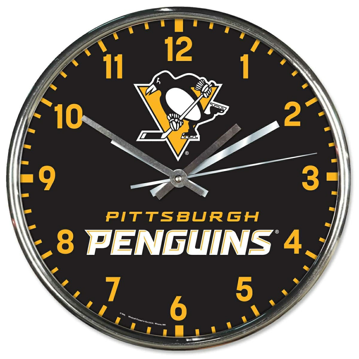 Pittsburgh Penguins Chrome NHL Team Design Wall Clock - Taass online