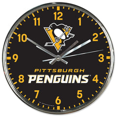 Pittsburgh Penguins Chrome NHL Team Design Wall Clock - Taass online