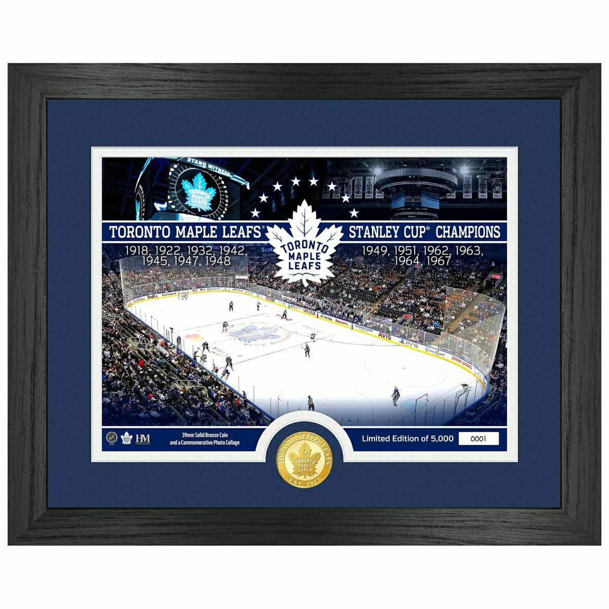 Toronto Maple Leafs 13-Time Stanley Cup Champions Bronze Coin Framed NHL Photo - Taass for sale