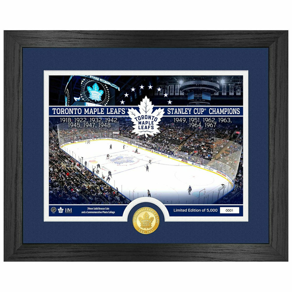 Toronto Maple Leafs 13-Time Stanley Cup Champions Bronze Coin Framed NHL Photo - Taass for sale