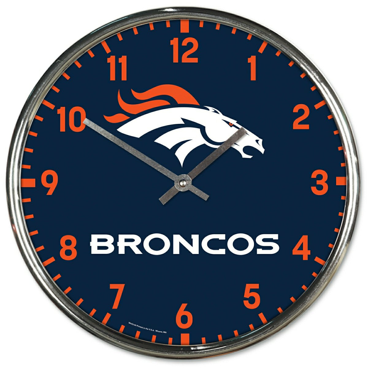 Denver Broncos Chrome NFL Team Design Wall Clock - Taass for sale