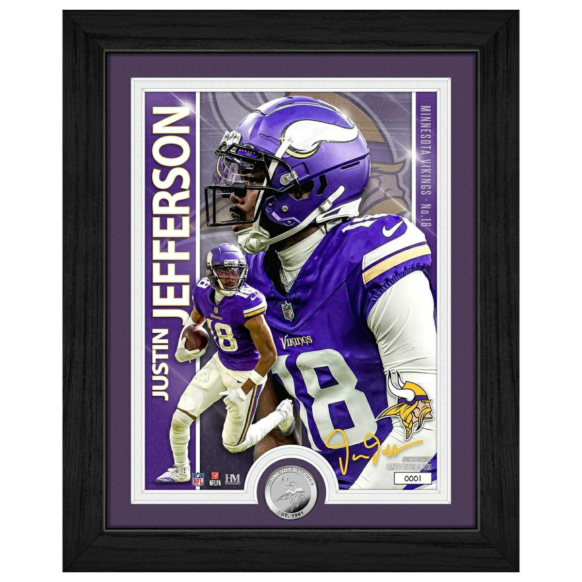 Justin Jefferson Minnesota Vikings Artist Proof Silver Coin NFL Photo Frame - Taass sale