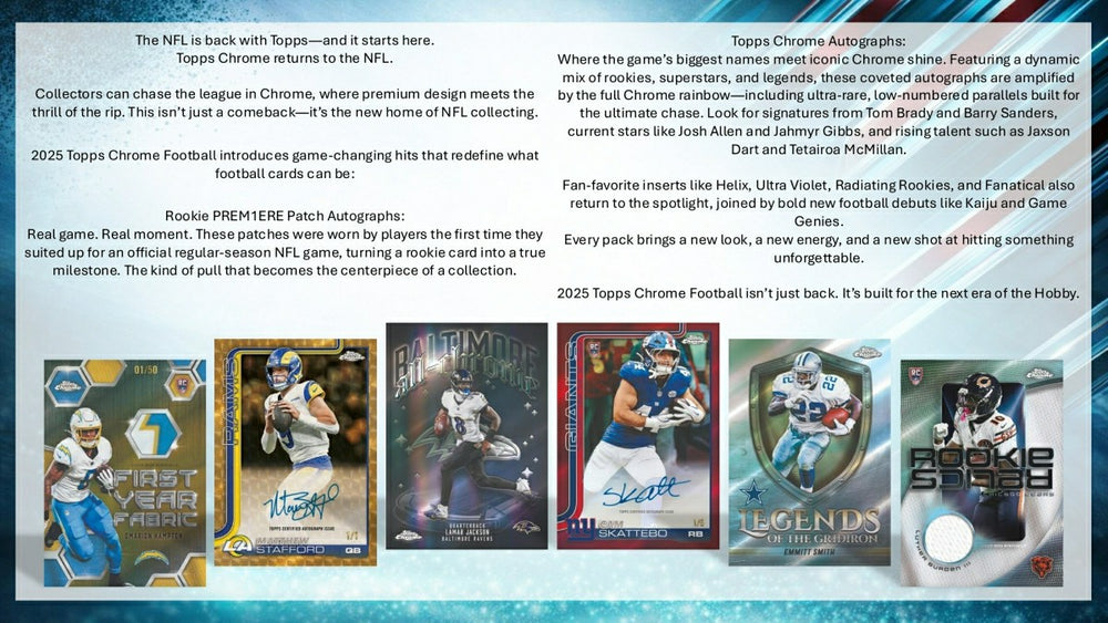 2025 Topps Chrome Football NFL Hobby Jumbo Pack - Taass discount