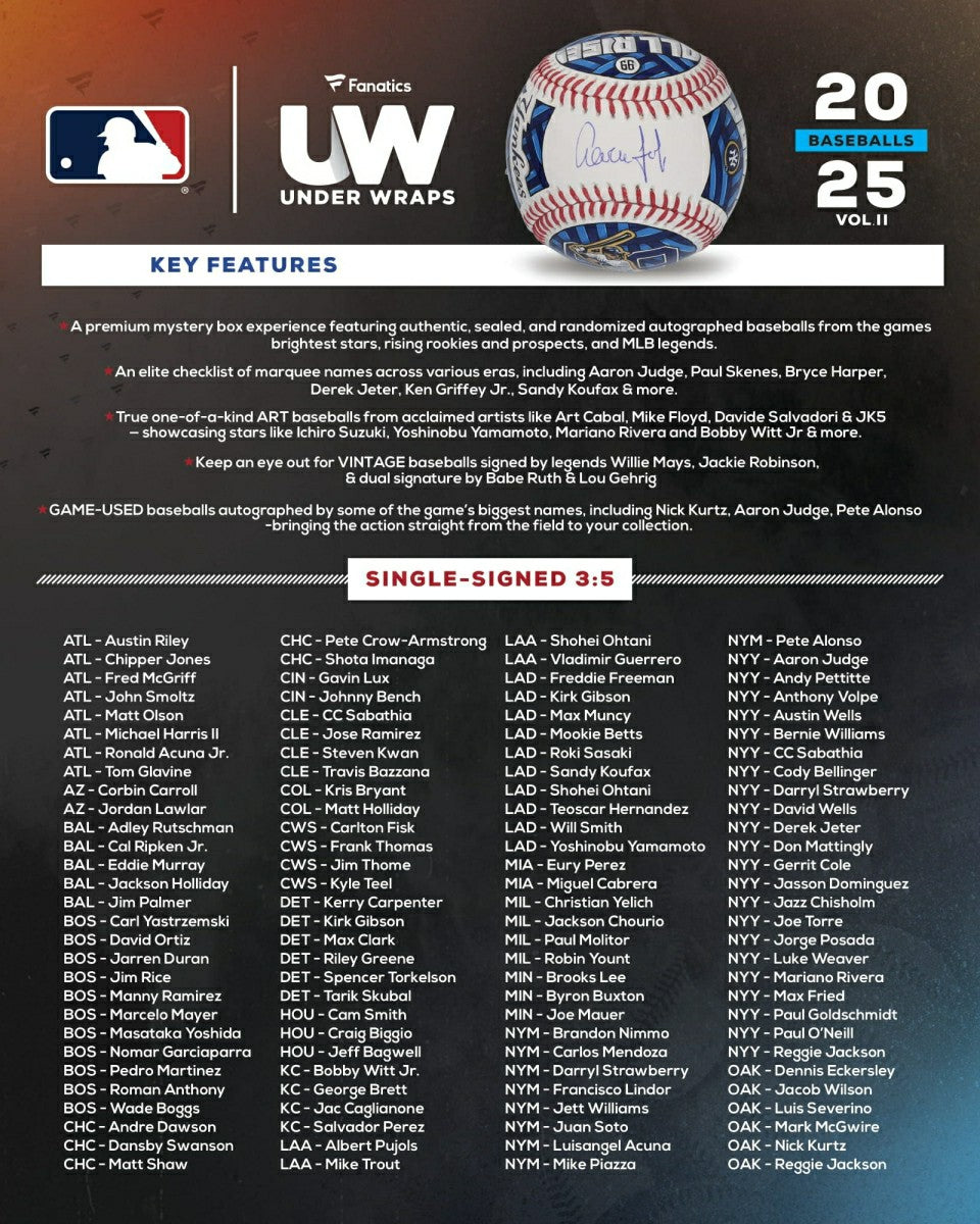 2025 Under Wraps MLB Autogramm Baseball Mystery Box Vol. 2 - Taass sale
