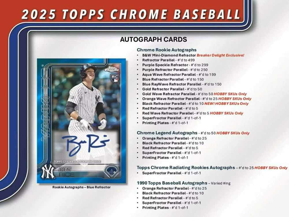 2025 Topps Chrome Baseball MLB Breaker Delight Box - Taass online