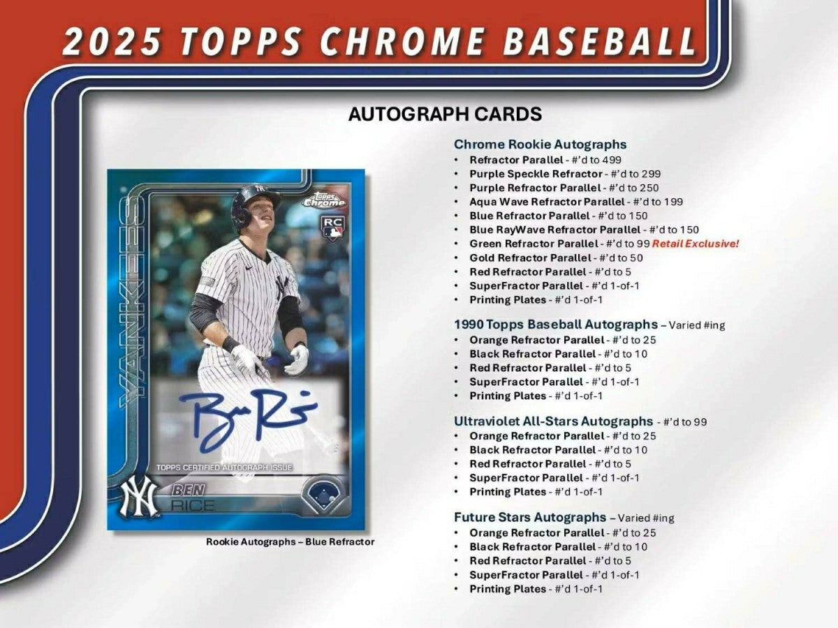 2025 Topps Chrome Baseball MLB Blaster Box - Taass near me