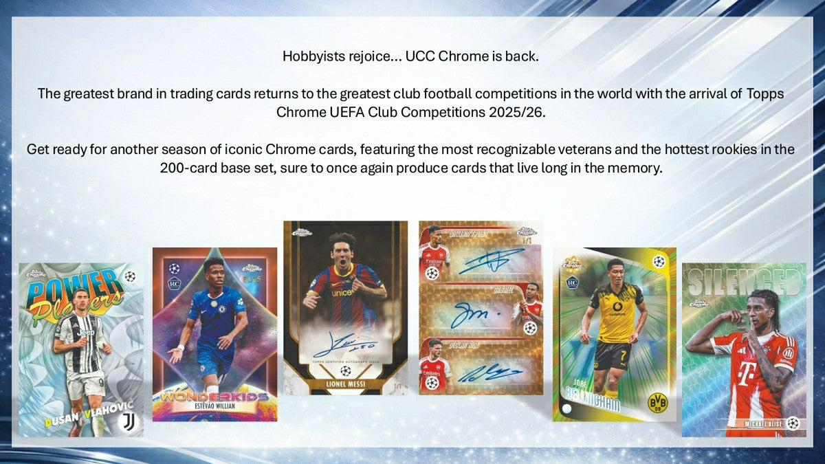 2025/26 Topps Chrome UEFA Club Competitions Football Mega Box - Taass for sale