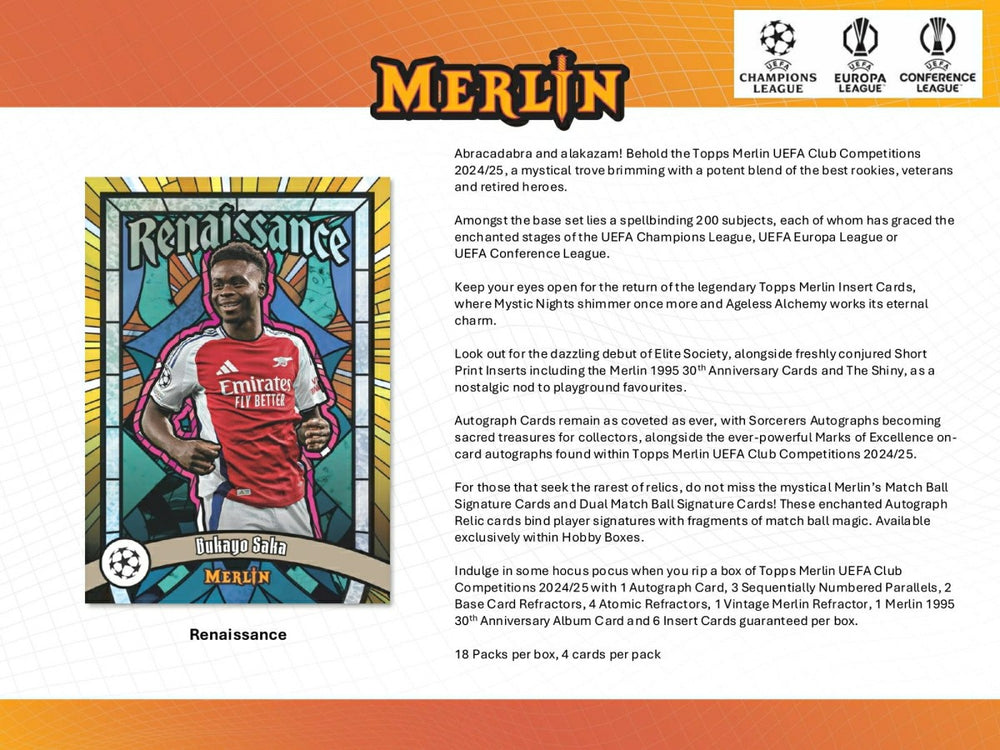 2024/25 Topps Chrome Merlin UEFA Club Competitions Football Hobby Box - Taass online