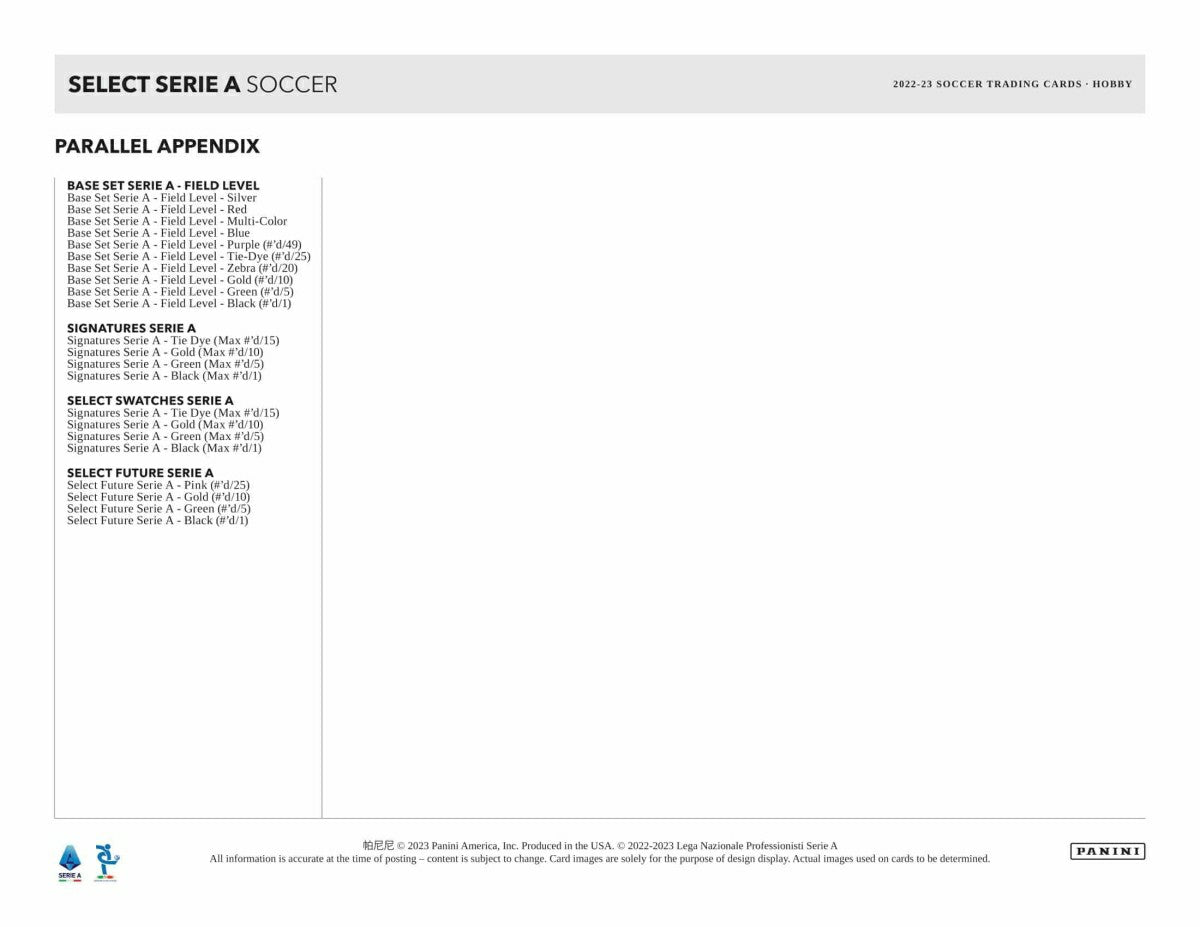 2022/23 Panini Select Serie A  Soccer Hobby Box - Taass US
